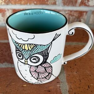 Whimsical Owl Ceramic Mug - Blue and White